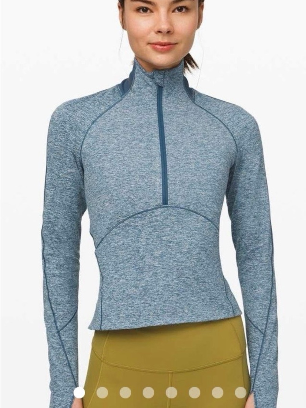 lululemon athletica Heathered Light Blue Half-Zip Athletic Top